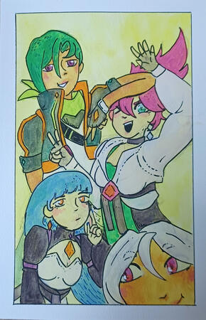 Featuring the Starlight Re:volver crew I combined anime influences with American cartoons like Infinite Train. I had fun painting the complicated character designand adding my own twist.