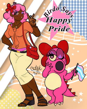 My unique render of Birdo from the Mario franchise! She is a trans icon who deserves all the love. It is important to me to create an open and safe space for all people. So, I draw as many beautifully unique people as I can!