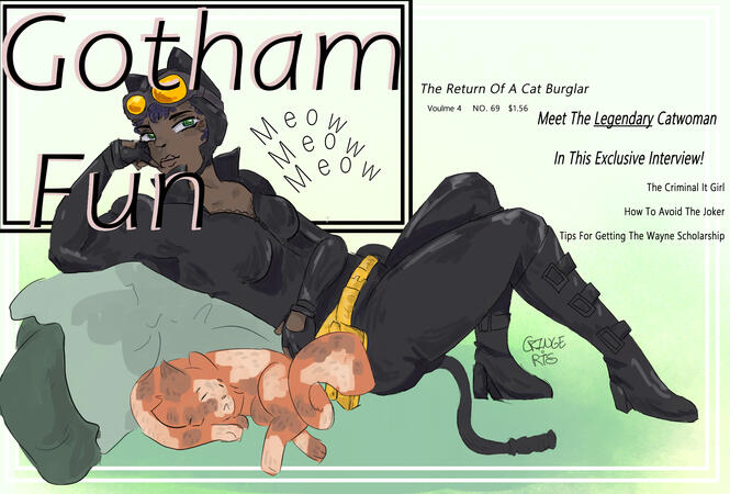 Catwoman featured on the fictional Gotham Fun Magazine! Catwoman is one of my favorite DC "villains".